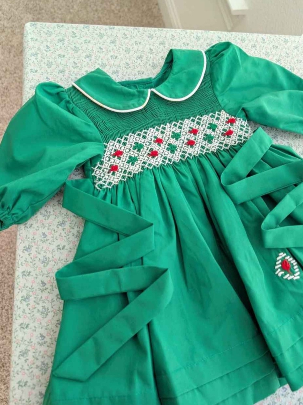 6 Mos Smocked Green Dress